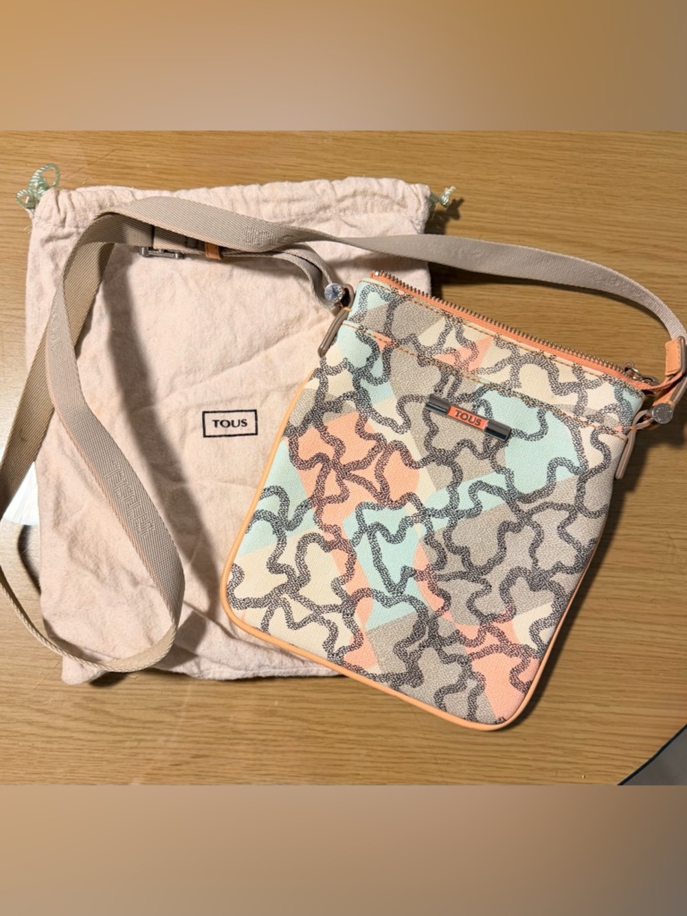 TOUS Pastel Abstract Crossbody Bag in Mint & Peach